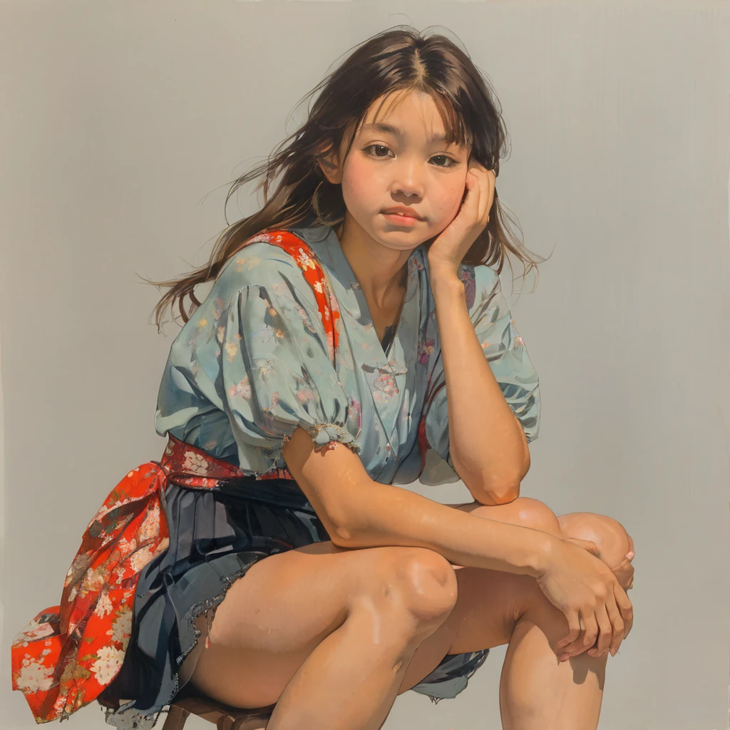 Girl holding knees