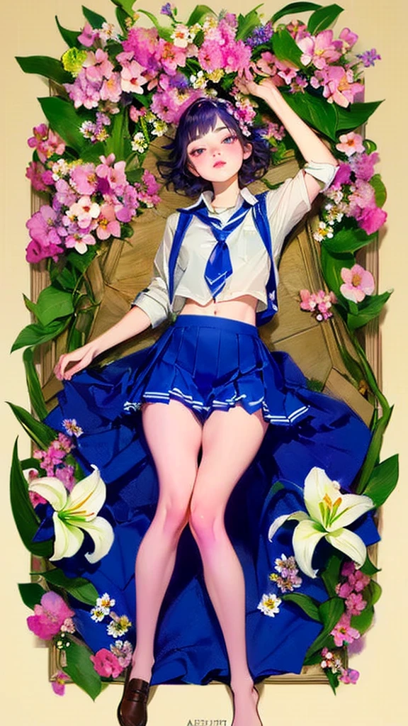 Poster,(a lot:1.2),((Art Deco,Botanical Art,Flower Art)),(Floral:1.2),Lily flower,
(masterpiece, Highest quality),(Vibrant colors,colorful),(Amazing details,Detailed Background),Anatomically correct,Accurate drawing,Detail View,Sense of luxury,

Girls open clothes:1.6, Bare Belly,
(school uniform:1.5), Spread your legs,Spread your legs、