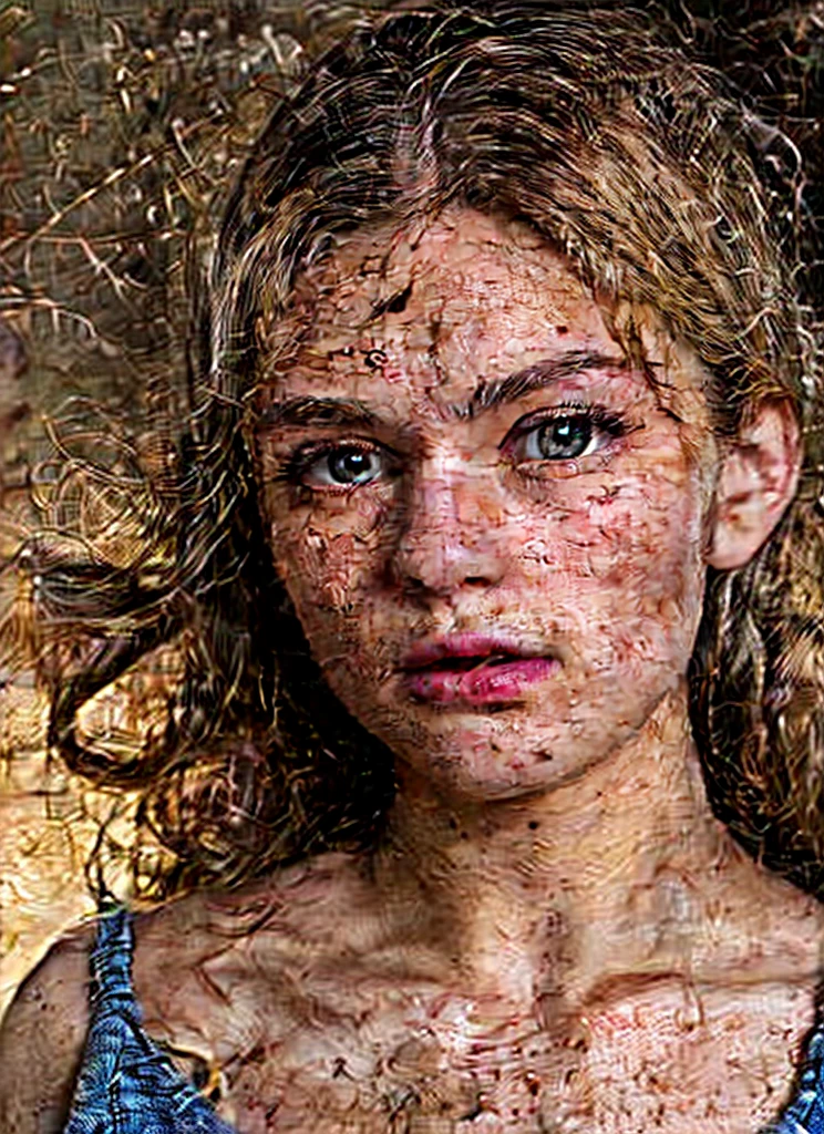 portrait of skswoman, interested , wearing overalls , with dark blonde Half-up, half-down hairstyle , background desert epic (photo, studio lighting, hard light, sony a7, 50 mm, matte skin, pores, colors, hyperdetailed, hyperrealistic),
