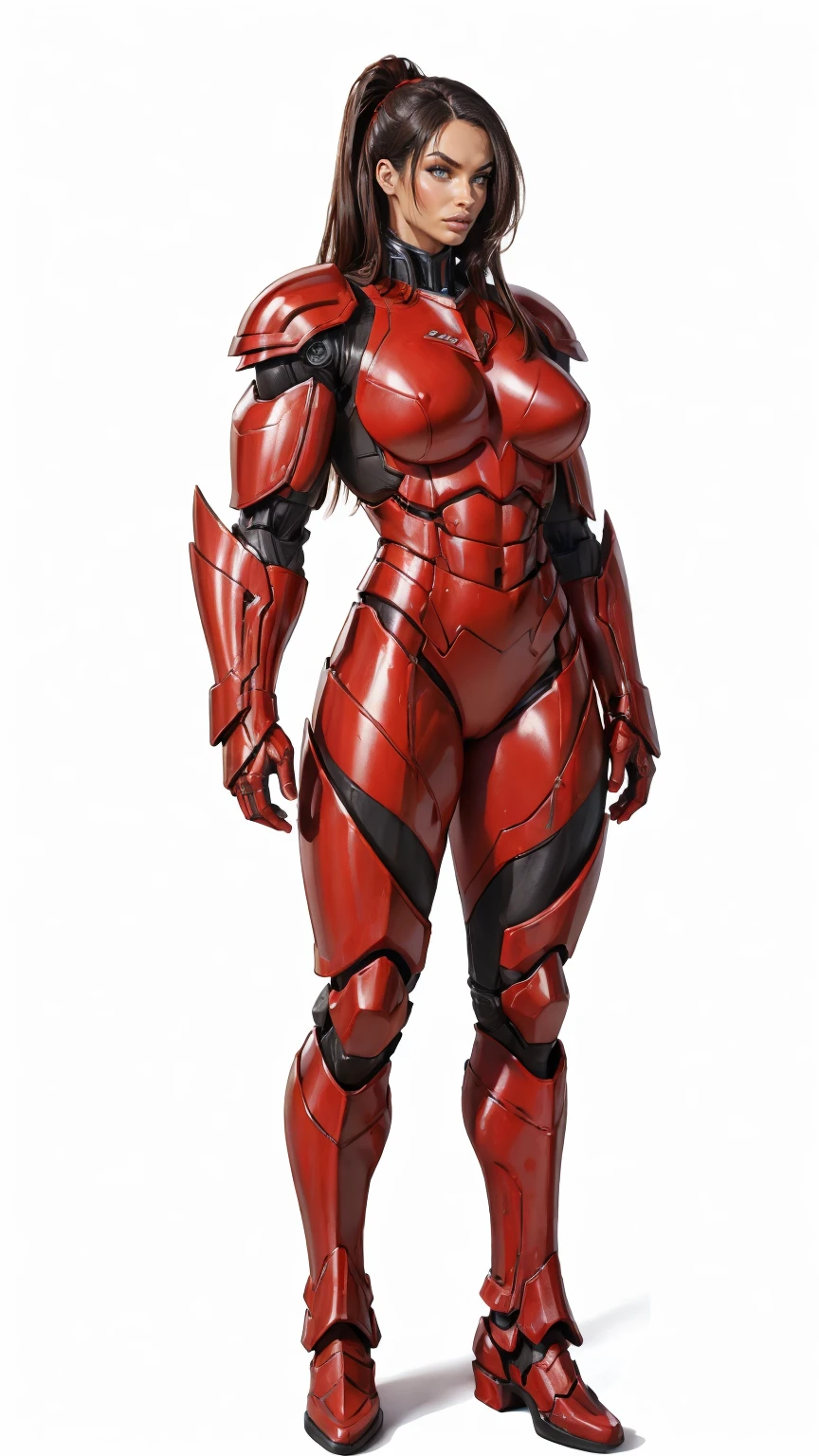 a portrait of Megan fox as armored carnage, (red carnage skinless muscular bio-mecha armor:1.25), (mouth wide open, carnage style:1.25), (full body view:1.25), Realistic, Very detailed face and eyes, (masterpiece:1.1), (beautiful girl face:1.45)