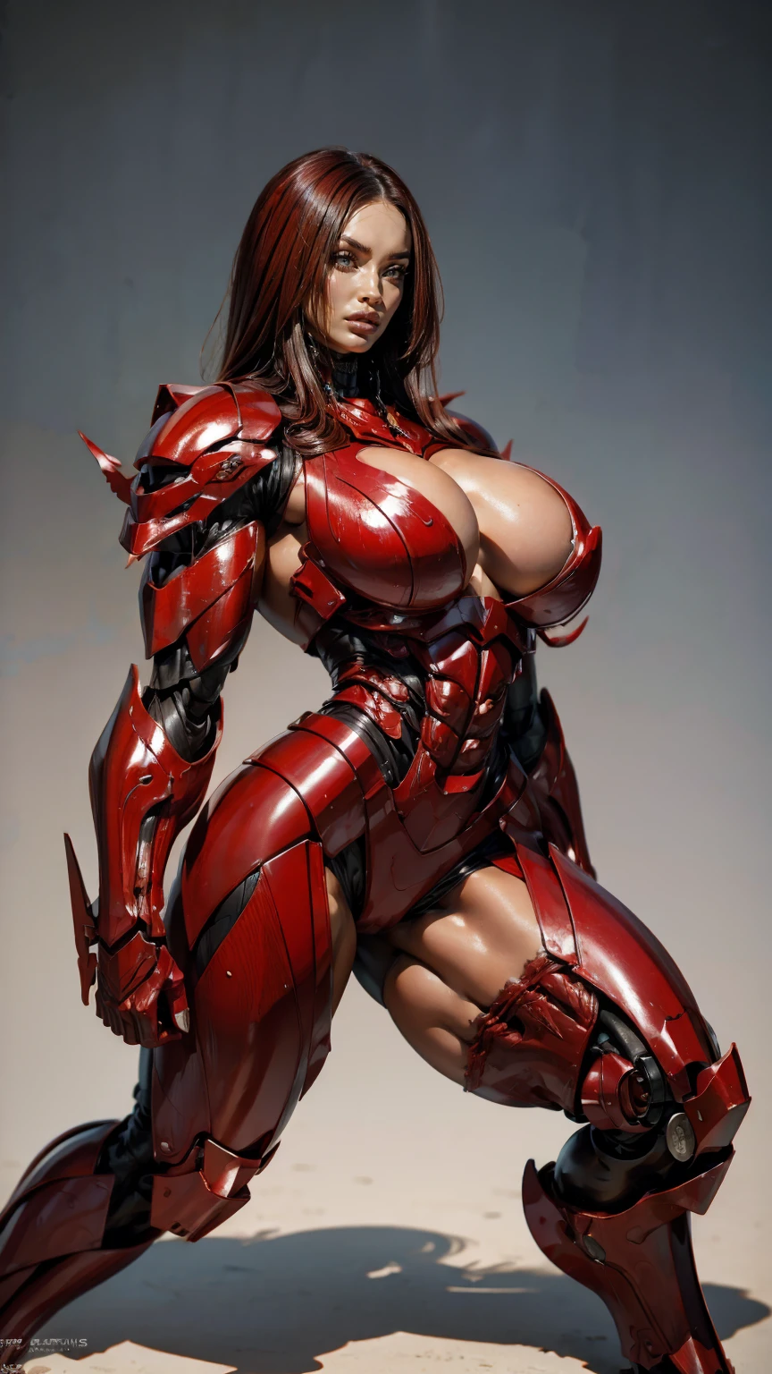 a portrait of Megan fox as armored carnage, (red carnage skinless muscular bio-mecha armor:1.25), (mouth wide open, carnage style:1.25), (full body view:1.25), Realistic, Very detailed face and eyes, (masterpiece:1.1), (beautiful girl face:1.45)