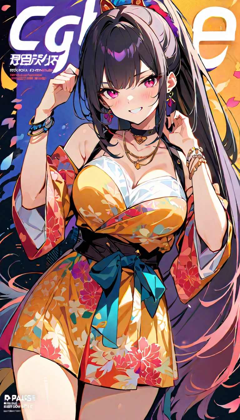 masterpiece, Highest quality, whole body, One girl, bangs, black choker, blush, bracelet, chest, choker, clothes The surrounding area waist, clavicle, Cowboy Shot, ear Earrings, Eyebrows visible through hair, Gradient Hair, Grin, fix, jewelry, Kogal, Long Hair, View Viewer, Earrings, Red eyes, ring, , smile, alone, street, null, cherry blossoms, petal,figure, (magazine:1.3), (cover-style:1.3), fashionable, woman, Vibrant, Pause, front, colorful, dynamic, background, element, have confidence, Performance, Holding, statement, accessories, Majestic, Coiled, The surrounding area, touch, scene, article, cover, bold, to attract attention, title, stylish, font, Catchy, Heading, big, impressive, Modern, trend, concentrated, fashion,((masterpiece)), Highest quality, Absurd, Super detailed, Holographic, Cowboy Shot, ダイナミックなPause, Golden Ratio, Very cute girl, Mature Girls, Very beautiful, Super beautiful asian girl with super beautiful purple eyes, Very beautiful hair, Shiny skin, High Ponytail, nice and sexy body, Slim and delicate body, Perfect body, Cute Panties, Fox Headset, Get your picture taken in a cute alien spaceship,naked,Big Breasts,Sexy
