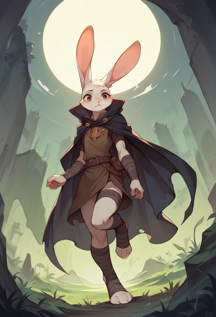 Rabbit, leg wraps, helment, long ear helment, cloak