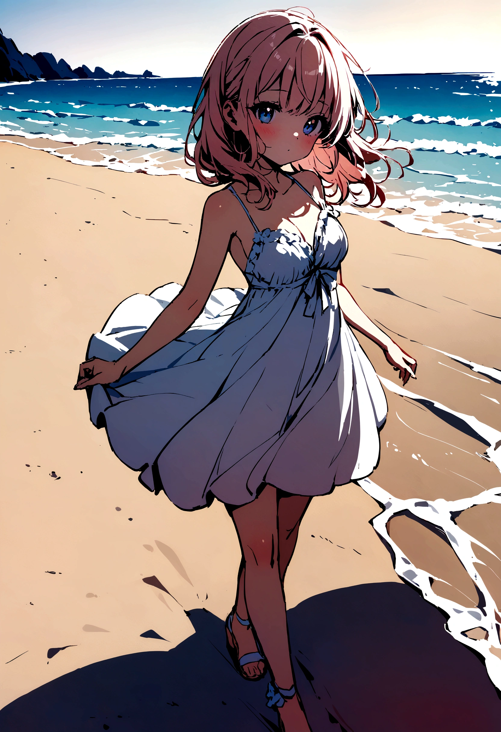 Beautiful girl walking on the beach