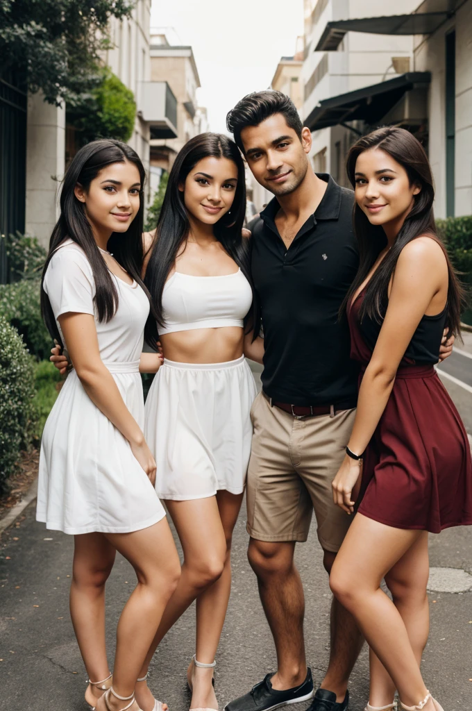 Man with girls around
