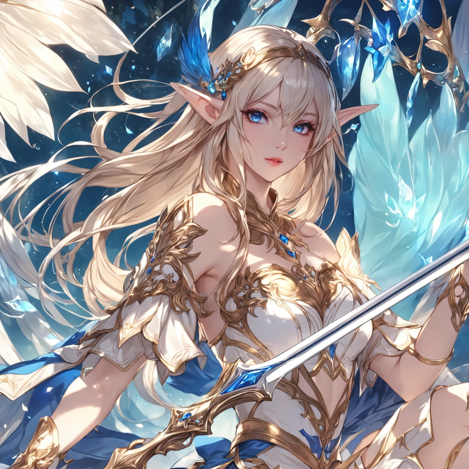 masterpiece, best quality, good quality, Fantasy aesthetics, Highly detailed, shadowverse style, female, elf