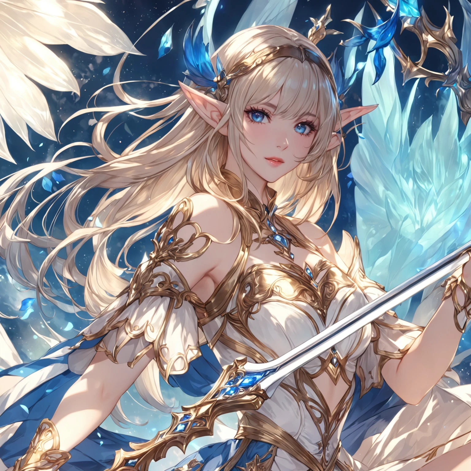 masterpiece, best quality, good quality, Fantasy aesthetics, Highly detailed, shadowverse style, female, elf