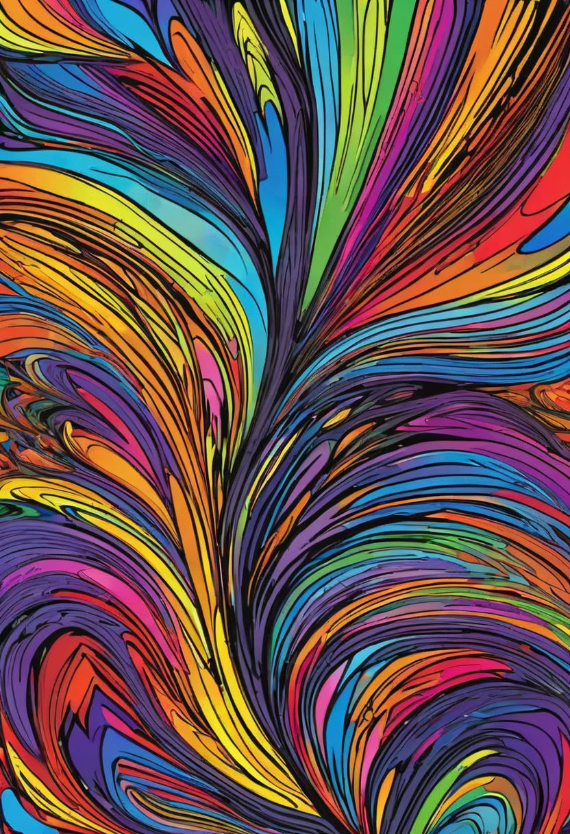 An abstract pattern in rainbow colors. A masterpiece of vector graphics,
Best quality and high resolution guaranteed,
Starke schwarze Strokes verschmelzen,
A fascinating work of art, devoured, Strokes 