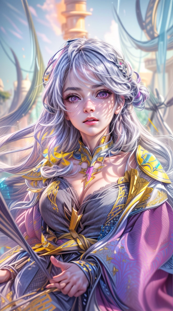 Best quality, masterpiece, ultra high res, (photorealistic:1.4), 1girl wearing a crown , pink eyes, gray hair, professional lightning, sharp focus, deep shadow, (extremely detailed CG unity 4k fhd wallpaper), 8k. 