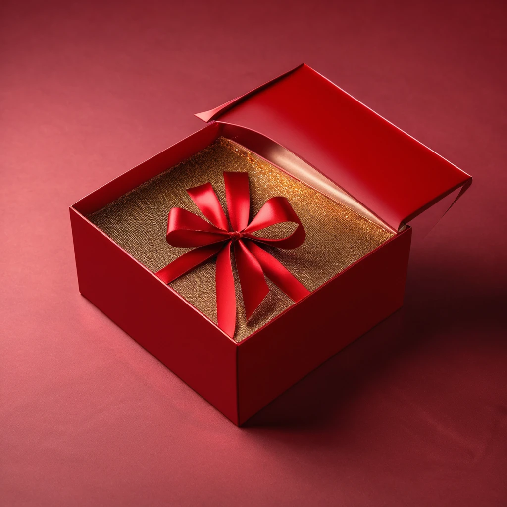 opened empty luxury red gift box