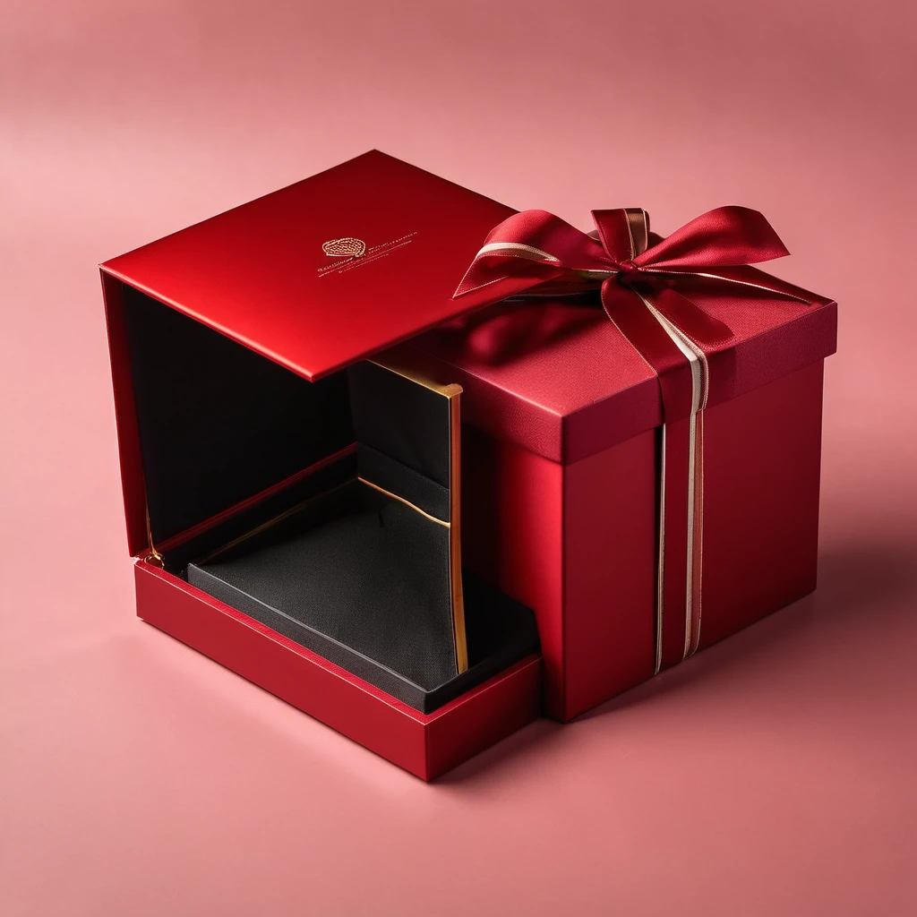 opened empty luxury red gift box