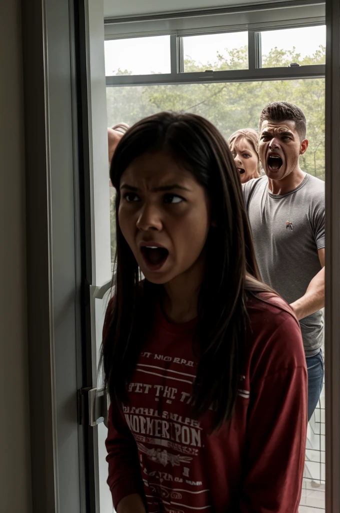An American couple screamed wildly at the zombies outside the window