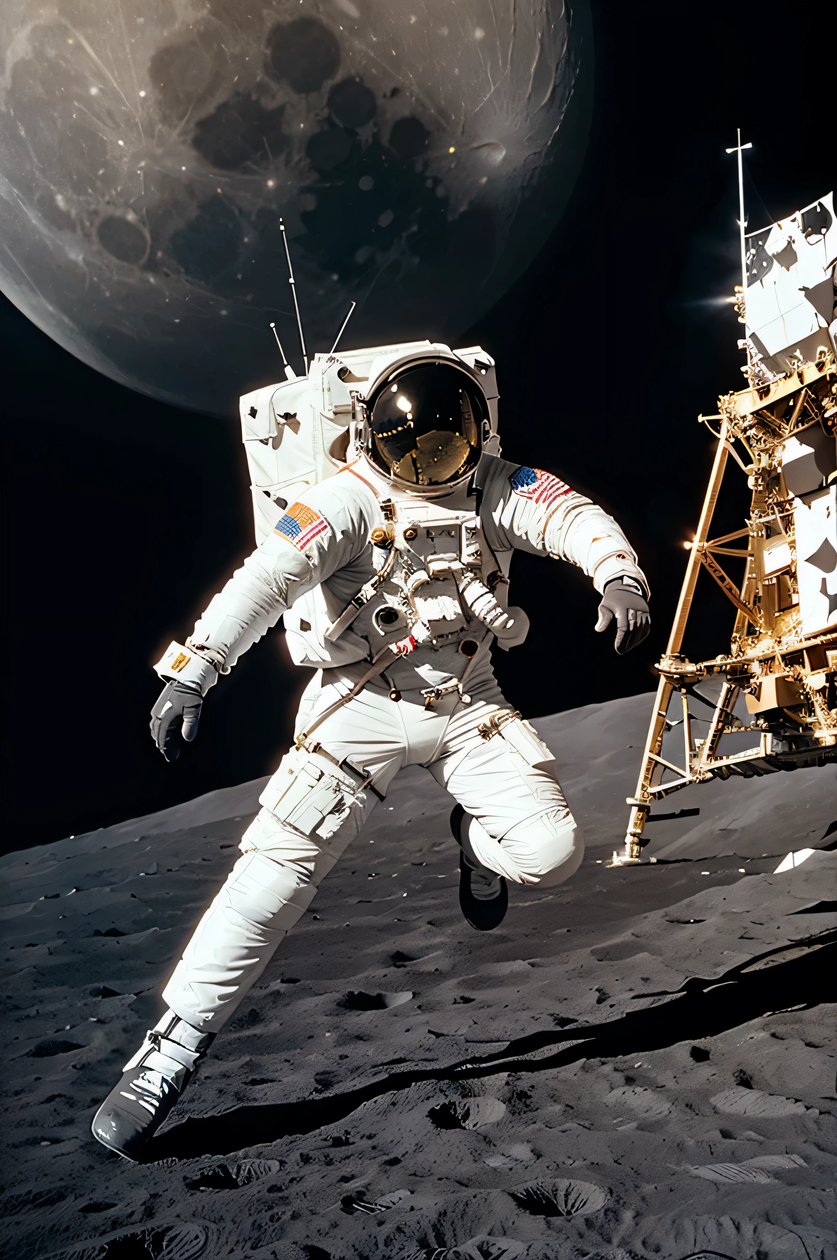 astronaut jumping on the moon