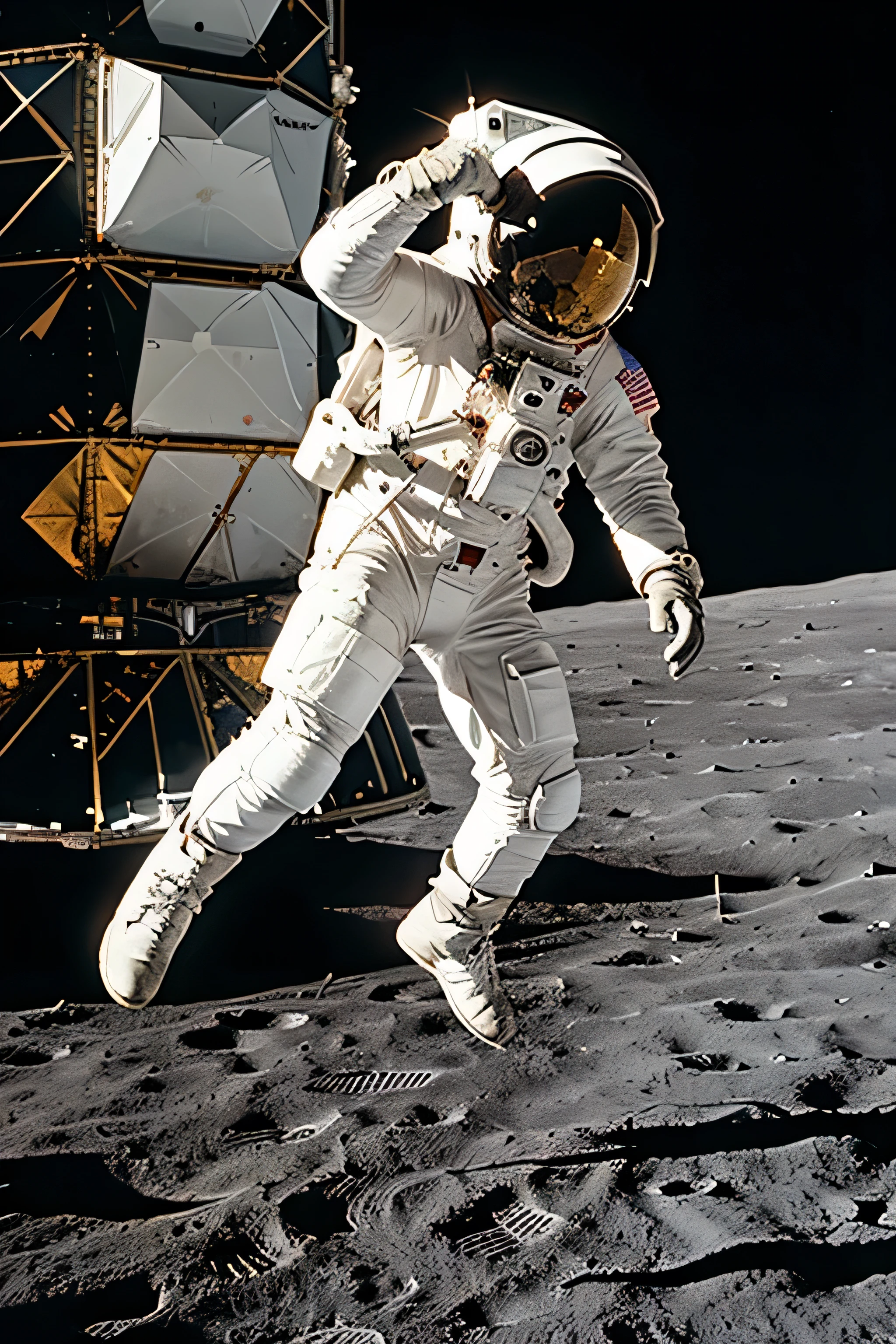 astronaut jumping on the moon