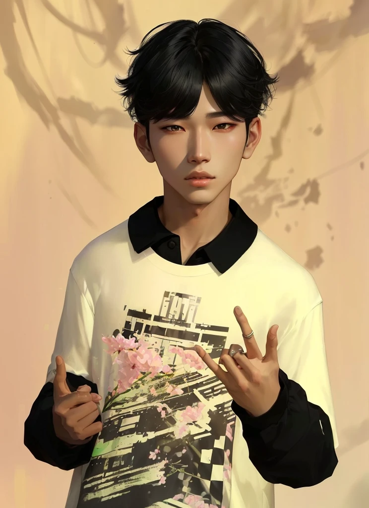 arafed image of a young man with a white shirt and black hair, inspired by Gang Se-hwang, inspired by Gang Hui-an, inspired by Sim Sa-jeong, hyperrealistic , tane skin, imvu, inspired by Yanjun Cheng, inspired by Jang Seung-eop, [ digital art ]!!, inspired by Kim Myeong-guk