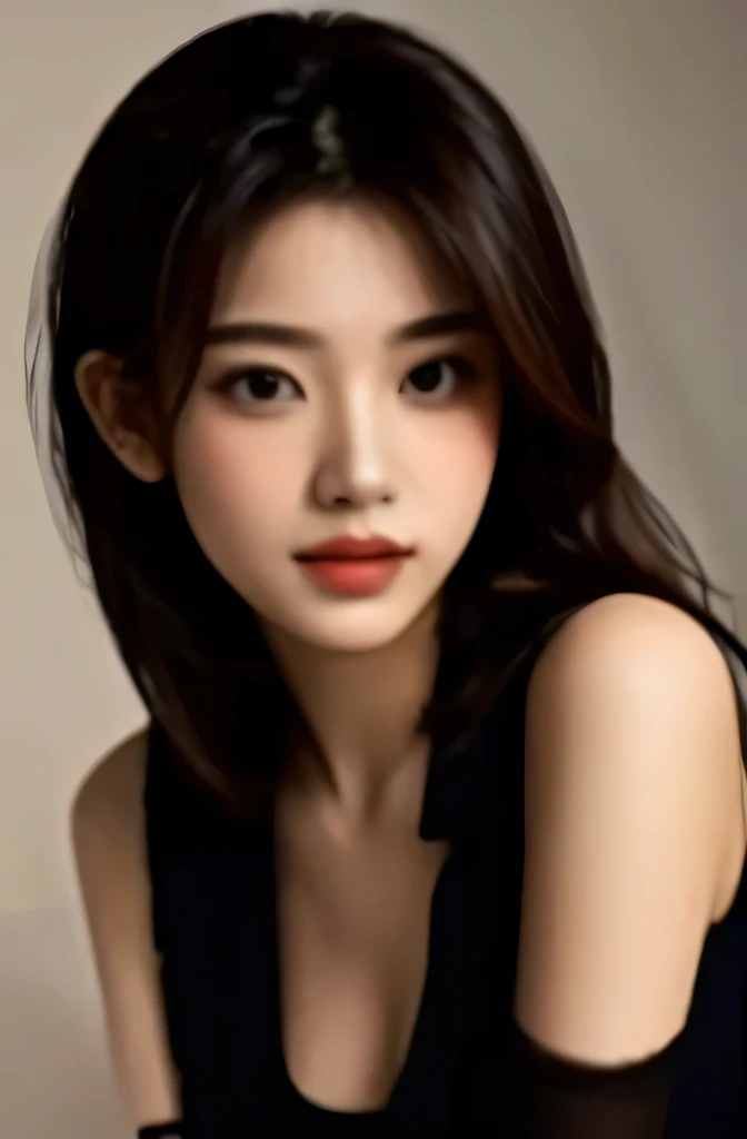 Sleeveless busty woman beauty