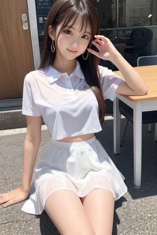 Cute Girls､high school girl､Idol､clear､White mini skirt､See-through､sit