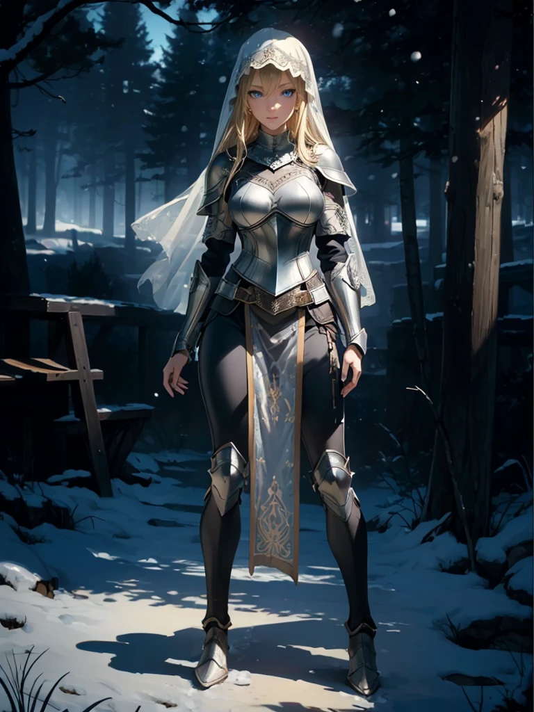 ((1girl, solo)), beautiful body, (perfect anatomy, perfect body, perfect hands, perfect legs), (five fingers:1.5), natural proportions, sexy body, large breasts, cowboy shot BREAK
((extremely detailed face)), (beautiful detailed eyes:1.6), (realistic pupils, realistic iris:1), expressive eyes, looking at viewer, (clear eyes:1.3), (hyperrealistic:1.2), (detailed skin texture:1.2), smooth skin, (blonde hair:1.5), blue eyes, long hair, (detailed lips:1.2), (attractive lips:1.1), (glossy lips:1.1), (grin), perfect face, perfect eyes BREAK
female knight, (veil:1.4), long sleeves, (fantasy armor:1.5), (shoulder armor:1.2), (arm guard:1.3), armor gloves, (pelvic curtain:1.5), (black pants:1.5), skin tight, (greaves:1.3), armored boots, belt BREAK
(outdoors:1.5), (day:1.3), nature, (winter:1.4), trees, (shade of trees:1.2), (snow:1.3), mountain range, medieval, (fantasy setting:1.5) BREAK
(masterpiece:1.5), anime-style, top quality, best quality, (beautiful and aesthetic:1.2), (ultra detail:1.5), Ultra-detailed depiction, Ultra-precise depiction, extremely detailed 8k illustration, high resolution, (highly detailed shading:1.2), (realistic lighting:1.4), perfect lighting, vibrant colors, dynamic tones, striking hues, 8k, absurd resolution, perfect shadows, hdr, UHD, ambient lighting, realistic, ultra-realistic, photo realistic, highly detailed, rich detail, luminous colors, fine texture, intricate design, professional illustration, (soft light:1.2), (illustration:0.7)