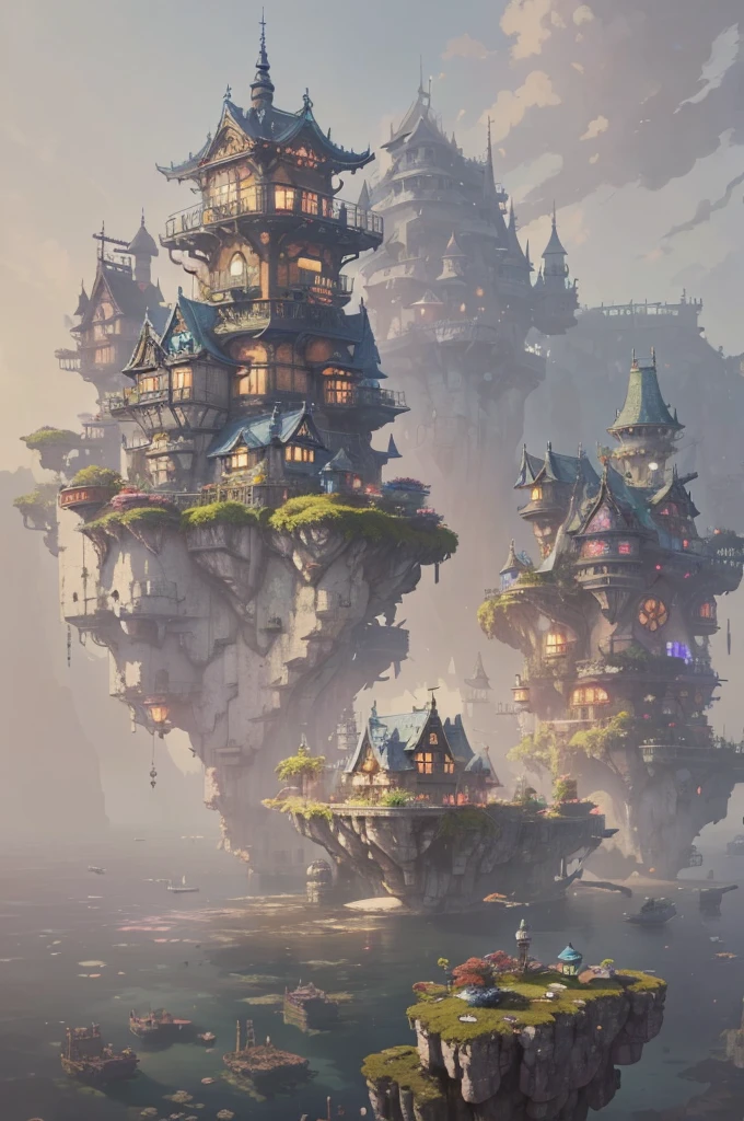 color (Fantasy: 1.2), (hayao miyazaki style), (Irregular Buildings Floating Under the Sea), Patchwork Cottage, Moss decoration, Coral, Light, Concept art inspired by Andreas Rocha, Artstation Contest Winner, Fantasy art, (an underwater city), Ross Tran, Lightシャフト, Realistic lighting, masterpiece, high quality, Beautiful graphics, High detail, masterpiece, high quality, Beautiful graphics, High detail, --v6