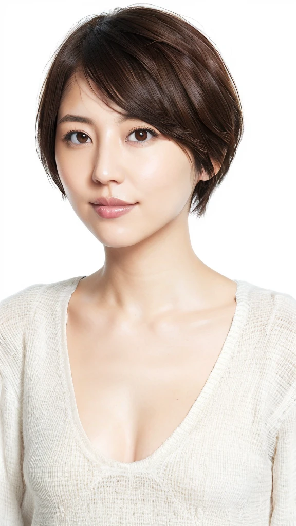 beautiful japanese woman、1 person,very pretty and slim、outstanding style 、((8K image、super high quality))、very delicate face, skin and hair、red lipstick、short hair、straggling hair,(((((gradation hair、bionde))))),Very cute Japanese cut face、Eyes and nose are clearly visible、gentle eyes,(((lingerie、simple background、looking at the viewer)))、Breast Exposure、Tuck up your clothes、full body shot