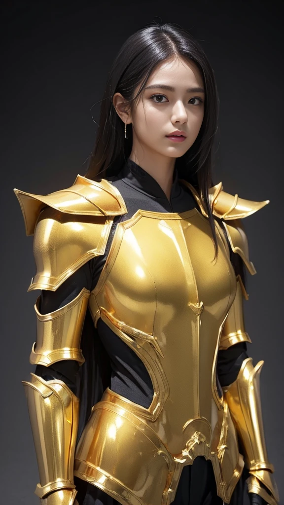 TWICE tzuyu、8k, 最high quality, (Highly detailed head: 1.0), (Highly detailed face: 1.0), (Very fine hair: 1.0), Highly detailed official artwork, Sleek Long Hair、Model shooting style, (Highly detailed CG Unity 8k wallpaper), Full body photos of the most beautiful works of art in the world, complicated, High detail, Ultra HD, Mystical images, Beautiful adult woman, (((((Mysterious golden armor))))), Mysterious place, Shiny black hair style, A beautiful woman, Perfect promotion, high quality, (((((Clothing without revealing))))), Beautiful face, Well-formed face, Beautiful Face, Model-like features, Fantasy Style, Garo style, Mysterious Background