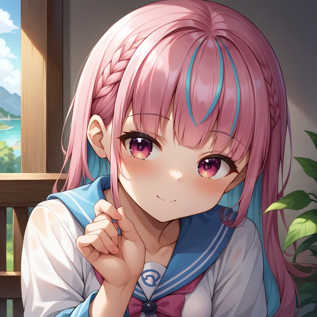 score_9, score_8_wonderful, anime, NSFW Hololive,Minato Akua, Pink hair, smelling one's own armpits, smelly armpits, huge breasts, huge butt, easy-to-give-birth body type, armpit hair, toilet, disgusted face, crying face, panties aside, pussy, pussy juice, 1boy kiss, vaginal penis, fat man, internal , restraint, half-removed T-shirt