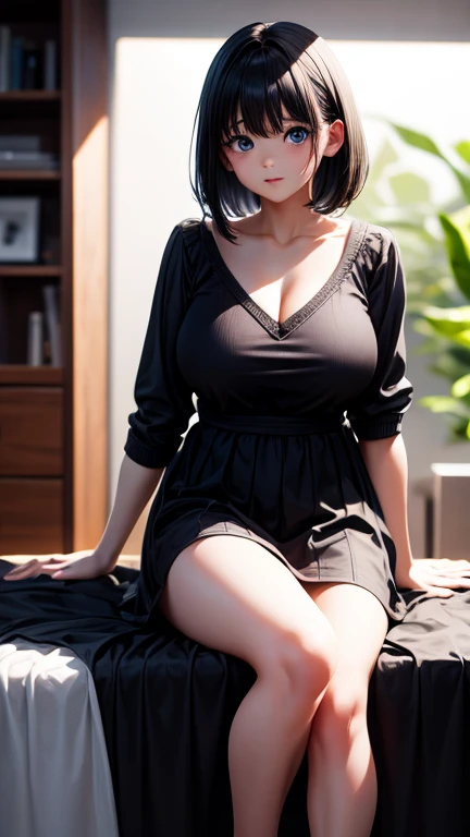 8K、cute、Adult Girls、detailed、black eye、Black Hair、sexy、Random Pause、Random hairstyle、reflected light, Chiaroscuro, Written boundary depth, Cinema Lighting, Ray Tracing, Sony FE GM, Ultra-high resolution, 超detailed, masterpiece, Textured skin, Attention to detail, Highest quality, Awards,Bitch、Huge breasts、Too big、Saggy breasts、whole body、