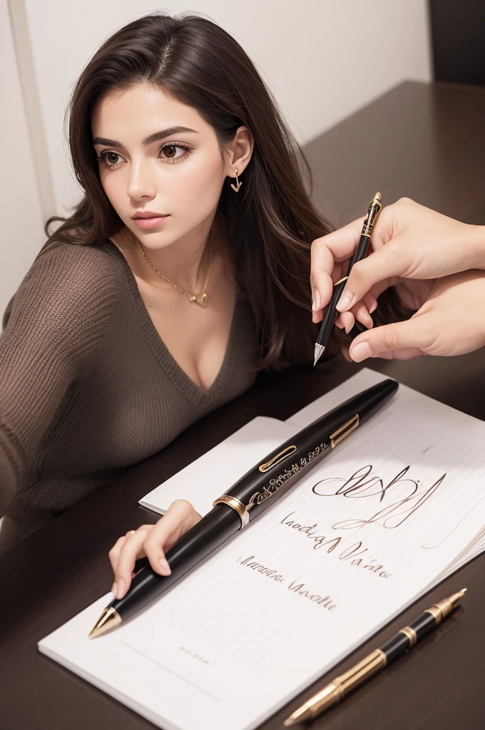 Create personalized logo with Fernanda Nogueira name, elegant pen and heart