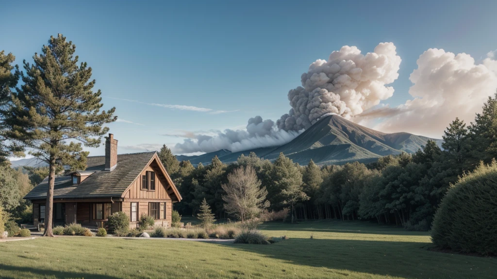 the house must have smoke coming from the chimney, and the landscape has to have more trees