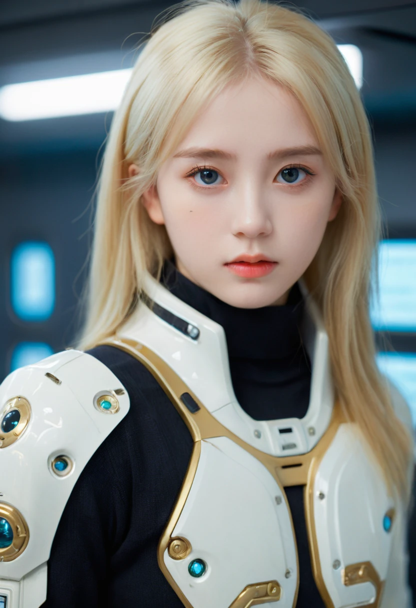 ( Girls, 12 yend, Reality, Pale skin), (of (Eye:1.2)), (fit:1.3), (fantasy space suit), 漂亮of脸蛋, Symmetrical face, Greg Rutkowski, wlop and sam kuvshinov, (Long hair), Gold eyelashes, Big Iris, Large pupil, whole body, 站在航天发射场of背景上, Art Station, 8K, Science fiction, 柔和of色彩, tool, Control Panel, concept, Futuristic, Gribble, Simon Starenhager, space, in outer space, a spaceship in the sky, Technology Modules