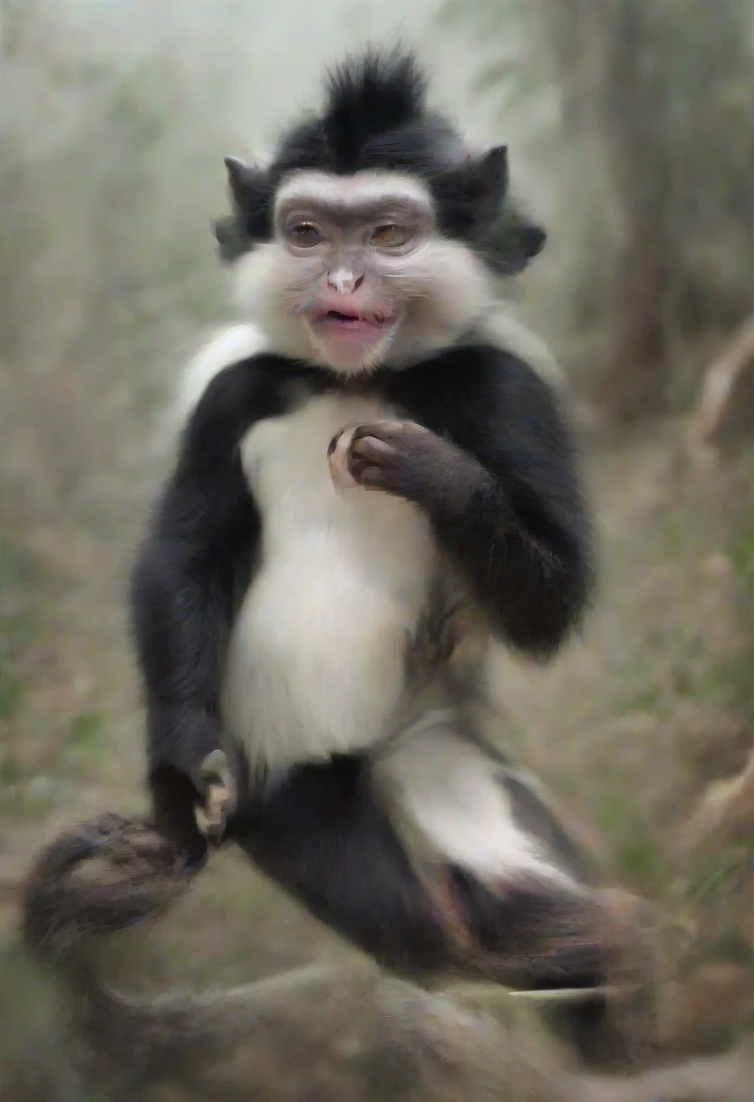 A disgusting mix between a monkey and a skunk。He's farting right here。A more realistic depiction。