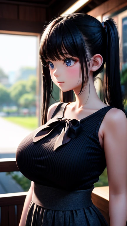 8K、cute、Adult Girl、detailed、black eye、Black Hair、sexy、Random Pause、Random hairstyle、reflected light, Chiaroscuro, Written boundary depth, Cinema Lighting, Ray Tracing, Sony FE GM, Ultra-high resolution, 超detailed, masterpiece, Textured skin, Attention to detail, Highest quality, Awards,Bitch、Huge breasts、Too big、Saggy breasts、whole body、Twin tails
