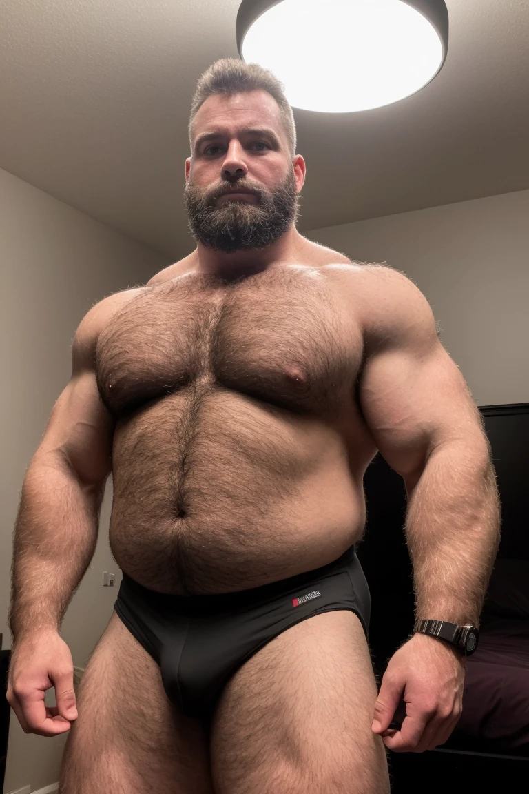 8KUHD Very HIGH RESOLUTION HDR Very Extremely Realistic Very Detailed High Quality 8K HDR Very Realistic photograph featuring a middle-aged daddy rugged bodybuilder muscle bears man, 8K very realistic detailed hairy, 8K very realistic beared big daddy muscle bear, and 8K very realistic detailed rugged burly man in shorts. 8K Very Realistic legs, 8K very realistic hair, 8K very realistic beards, 8K very realistic thick chubby fat neck, 8Kvery realistic neck lines, 8K very realistic detailed neck, 8K very realistic belly, 8K very realistic burly chest, 8K very realistic detailed hairy burly strong chest and arms, 8K very realistic detailed hairy burly strong chest and arms, 8K very realistic pecs, 8K very realistic burly muscle bear body, 8K very realistic nipples, 8K very realistic burly muscle bear body, 8K very realistic face, 8K very realistic detailed face, 8K very realistic eyes, 8K very realistic detailed eyes, 8K very realistic pupils, 8K very realistic detailed pupils, 8K very realistic head, 8K very realistic waist, 8K very realistic facial features, 8K very realistic burly arms, 8K very realistic elbows, 8K very realistic hands, 8K very realistic pecs, 8K very realistic belly, 8K very realistic human man body, 8K very realistic bellybutton, 8K very realistic wrists, 8K very realistic fingers, 8K very realistic fingernails, 8K very realistic shoulders, 8K very realistic mouth, 8K very realistic lips, 8K very realistic mens clothing, 8K very realistic detailed mens clothing. 8K HDR Very Realistic Hairy Bearded Burly Muscle bear Photoshoot, 8K A very realistic burly muscle bear man in a bedroom, 8K HDR Very Realistic Intricately Detailed, 8K HDR very realistic detailed bedroom surroundings, 8K HDR very realistic surroundings lighting, No Deformities, captured with a 85mm lens, 8K HDR Very Ultra Realistic and 8K HDR Very Realistic Photograph, 8K HDR Clear HDR Quality full with very realistic real details