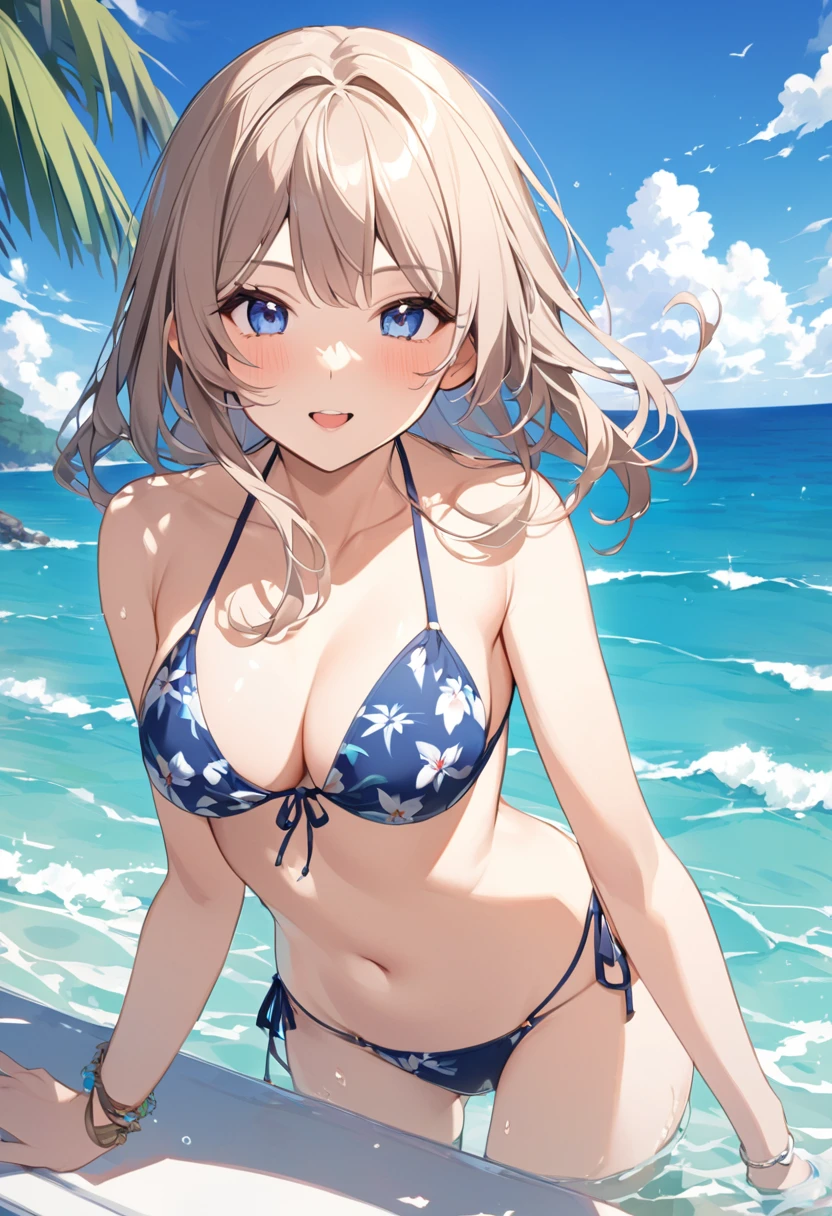 summer、Ocean、blue sky、bikini、beautiful girl、y