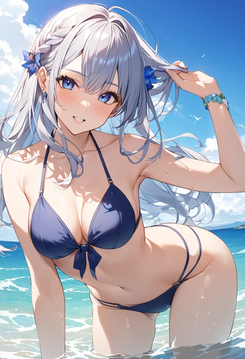 summer、Ocean、blue sky、bikini、beautiful girl、sexy