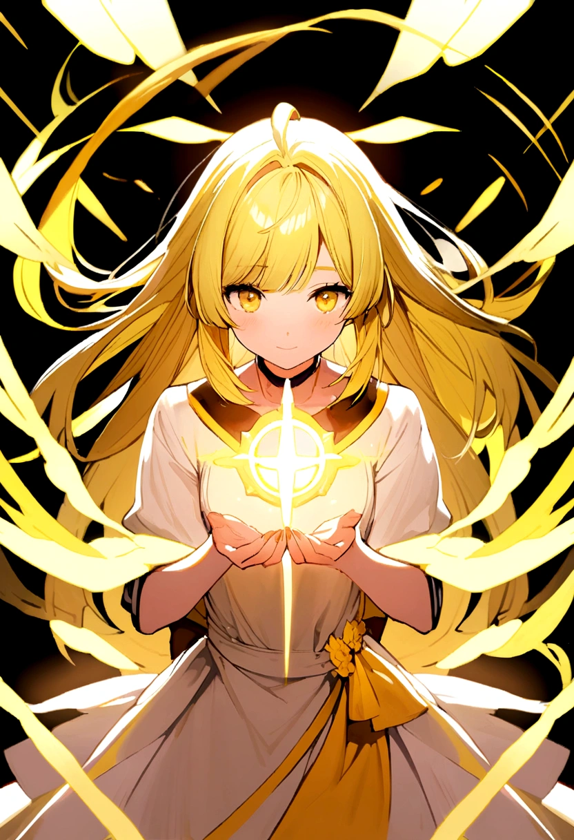 2D girl with long yellow hair 
