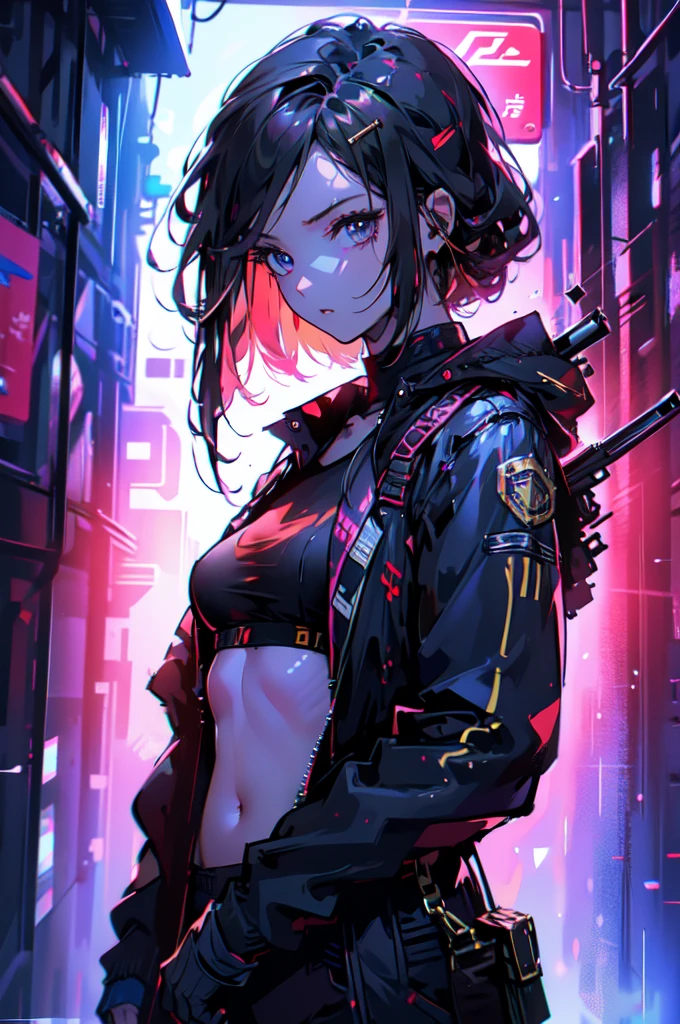 Future City, Shoot a gun, woman、beauty, chest, Powerful composition,Anatomically correct,(A scene full of speed), Highest quality\(8K,非常に精細なCGユニットのwallpaper, masterpiece,High resolution,Highest quality,Highest quality real texture skin,Increase the resolution,RAW Photos,Highest quality,Very detailed,wallpaper,Cinema Lighting,Ray Tracing,Golden Ratio\),Have a long-term perspective,