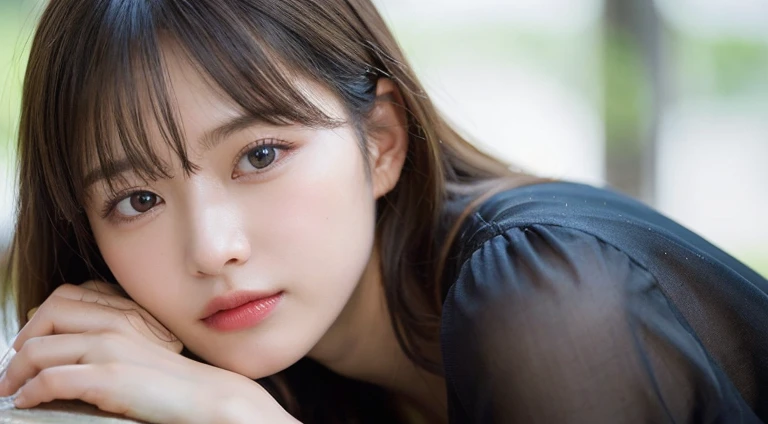 (Medium Hair, bangs:1.2),(Wear a black dress:1.2),1 girl,Japanese,21 years old,(Small breasts:1.3),(Highest quality,masterpiece:1.3,超A high resolution,),(Ultra-detailed,Caustics),(Photorealistic:1.4,RAW shooting,)Ultra-Realistic Capture,Very detailed,High resolution 16K human skin close-up。 Natural skin texture、,Pores、、It needs to be detailed enough to be easily identifiable。 Skin should be even-toned and healthy looking。 Use natural light and colour, Sad expression, Looking at the camera, Perfect dynamic composition, Outdoor