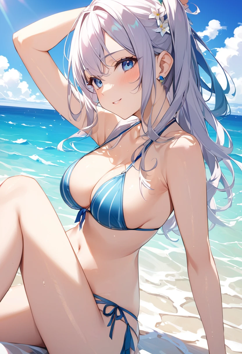summer、Ocean、blue sky、bikini、beautiful girl、sexy