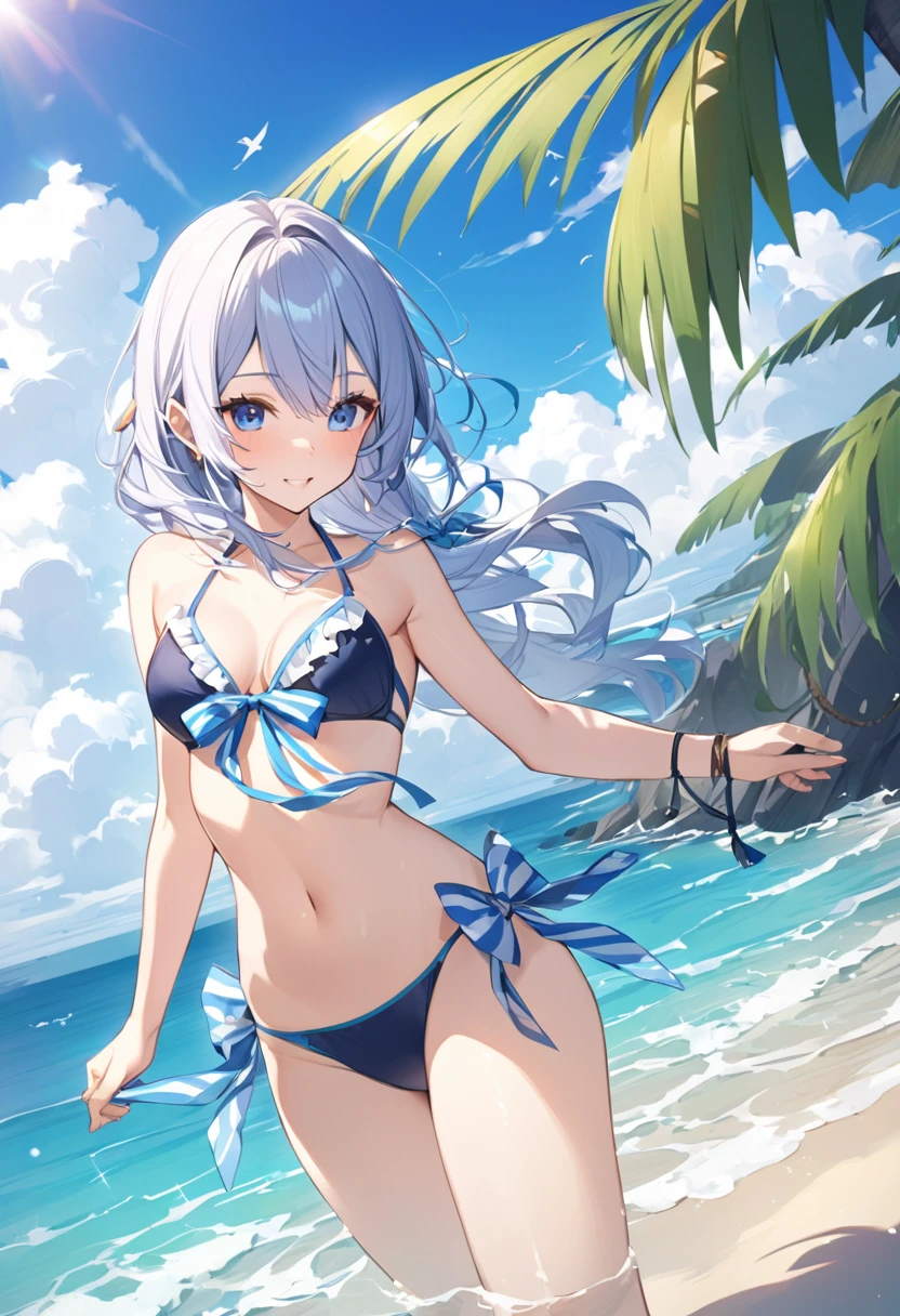 summer、Ocean、blue sky、bikini、beautiful girl、sexy