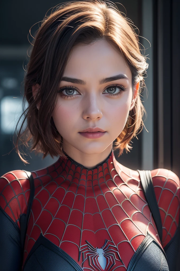 A photograph of Spider-Man, without mask, the 20s, bonitas, face detailed, looking at the camera, portraite, 8k hd, high qualiy