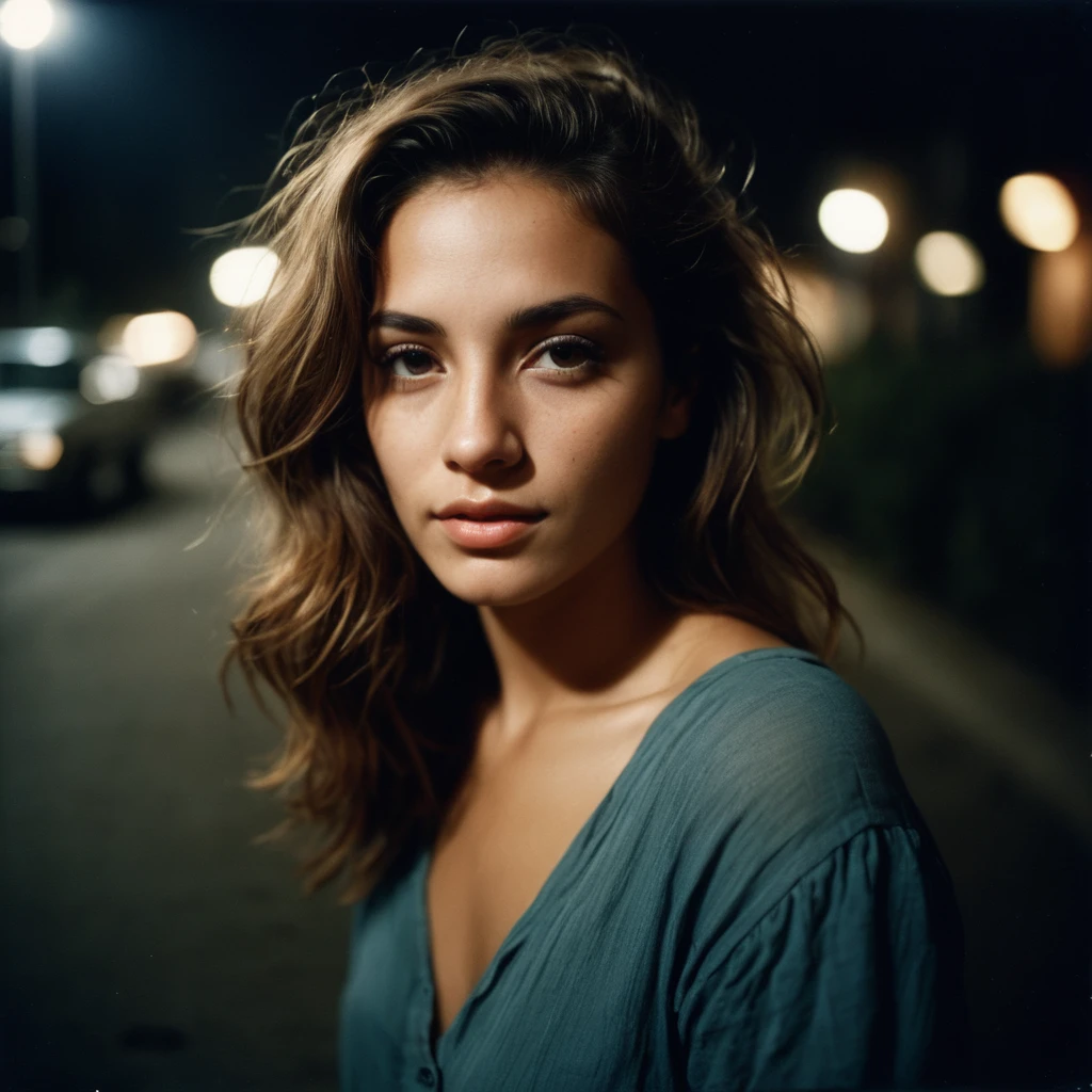 analog film photo Deep photo,beautiful woman ,head and shoulders portrait, cover, depth of field,ferrania p30 film,shadows,messy hair,perfect face and body,dark,nighttime,dark photo,grainy,dimly lit,seductive smirk,harsh camera flash,. faded film, desaturated, 35mm photo, grainy, vignette, vintage, Kodachrome, Lomography, stained, highly detailed, found footage,dark makeup, hyperdetailed photography, soft light, facial symmetry, latin american woman