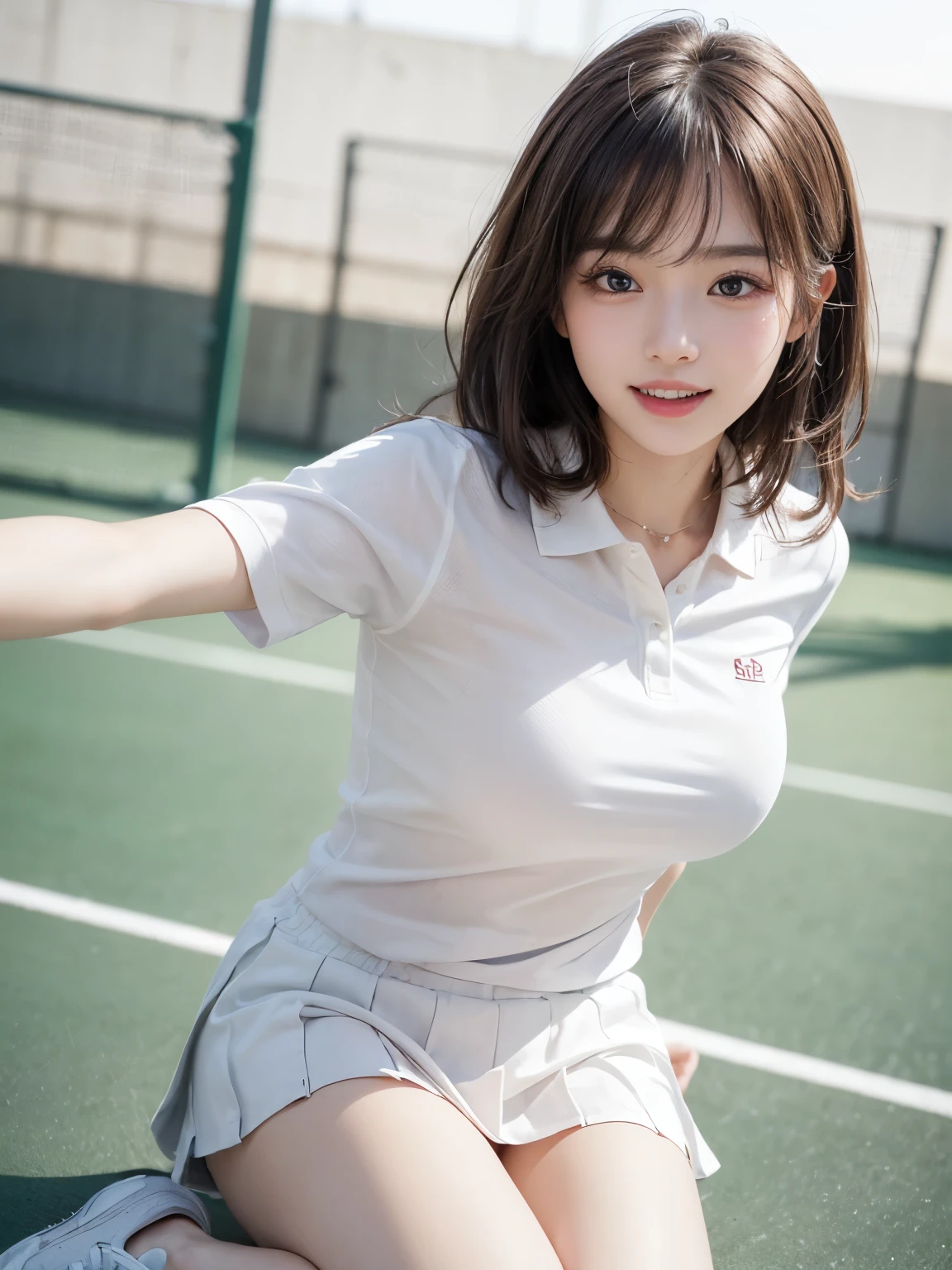 (((pull own uniform:1.9))),(((pull own uniform:1.9))),(((neat woman,heavy make up:1.8,cowboy shot,sitting down on the bench))),(((kind big smile:1.8,kind big smile,blush:1.8,blush,deep cheek:1.8,deep cheek:1.8,thick eyeliner:1.5,thick eyeliner,pink lips:1.5,pink lips))),(cinematic lighting), (Photo real:1.4)、(A hyper-realistic:1.4)、(Photorealistic:1.3)、 (gentle lighting: 1.05)、(Improve the lighting quality of your video:0.9)、 32k、25years old woman、photorealistic lighting、Back lighting、Facial Lights、Ray Trace、(bright:1.2)、(Increase quality:1.4)、 (best quality real texture skin)、Fair eyes,delicate face、 Close-up of the face, ((((Wearing the tight coral tennis uniform))),(((very sweat:1.5,sweat,little wet coral uniform))), high-neck:1.4,mini skirt,high-heel))),(Bodyline mood improvement:1.1)、Glossy skin、good figure,perfect anatomy,Beautiful actress,(((beautiful huge breasts,slender waist,slender hip,long slender legs,8heads tall))),(((8heads tall))),(((wavy midium hair,bangs,hairband))),(((sweat skin,shiny skin,in the beautiful modern night pool,super clean night view,in the night))), (((masturbation、hand between the legs:1.5,Touching pussy、pussy juice,Masturbation)))