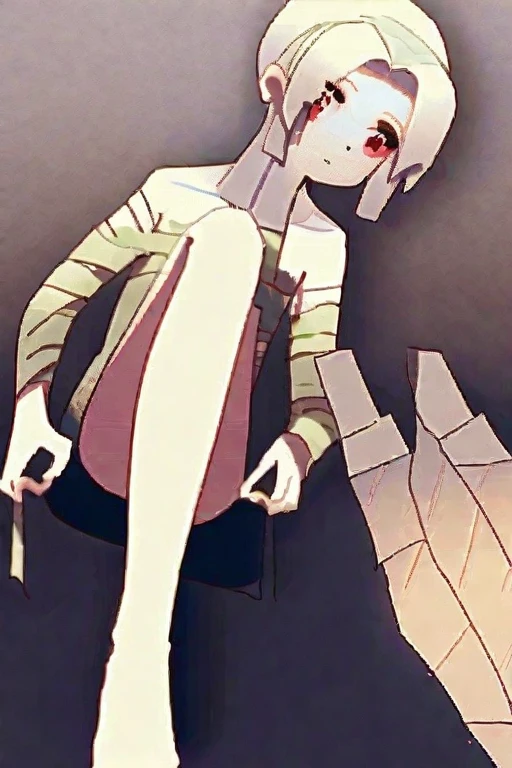 ((Лучшее качество)), ((шедевр)), (подробный), Naked anime pulling full-length in a bandage
