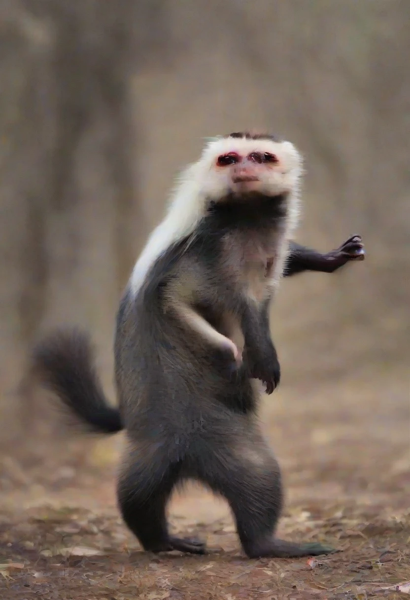 A creature that is a mix between a monkey and a skunk。