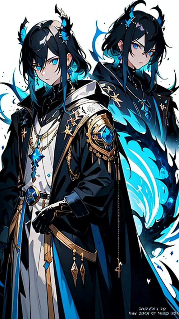(masterpiece:1.2、highest quality), (Exquisite eyes: 1.2), (Detailed Background、Dark fantasy), (beauty detailed face), High Contrast, (Best lighting、Very delicate and beauty), ((Cinema Lighting) )), colorful, Hyper Detail, Dramatic Light, Intricate details, (1 teen boy, scruffy black hair, bangs, Blue eyes, moon, dark night, long earrings, black hoodie, blue demon horns, blue great sword at the back, looking at viewer, upper body), Black light swirling around the character, Depth of written boundary, black light particles, Nightcore, Spectacular anime style, zerochan art, Anime Wallpaper, Burning, High quality anime art style, Key Anime Art