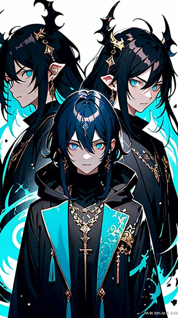 (masterpiece:1.2、highest quality), (Exquisite eyes: 1.2), (Detailed Background、Dark fantasy), (beauty detailed face), High Contrast, (Best lighting、Very delicate and beauty), ((Cinema Lighting) )), colorful, Hyper Detail, Dramatic Light, Intricate details, (1 teen boy, scruffy black hair, bangs, Blue eyes, moon, dark night, long earrings, black hoodie, blue demon horns, blue great sword at the back, looking at viewer, upper body), Black light swirling around the character, Depth of written boundary, black light particles, Nightcore, Spectacular anime style, zerochan art, Anime Wallpaper, Burning, High quality anime art style, Key Anime Art