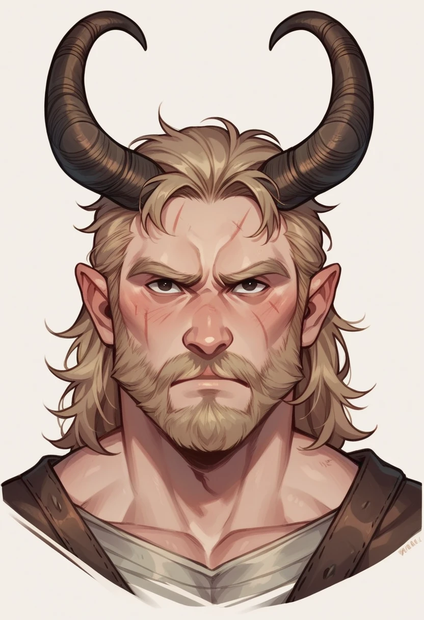 viking inspired emotes of a man , face focused only , highly detailed and cute