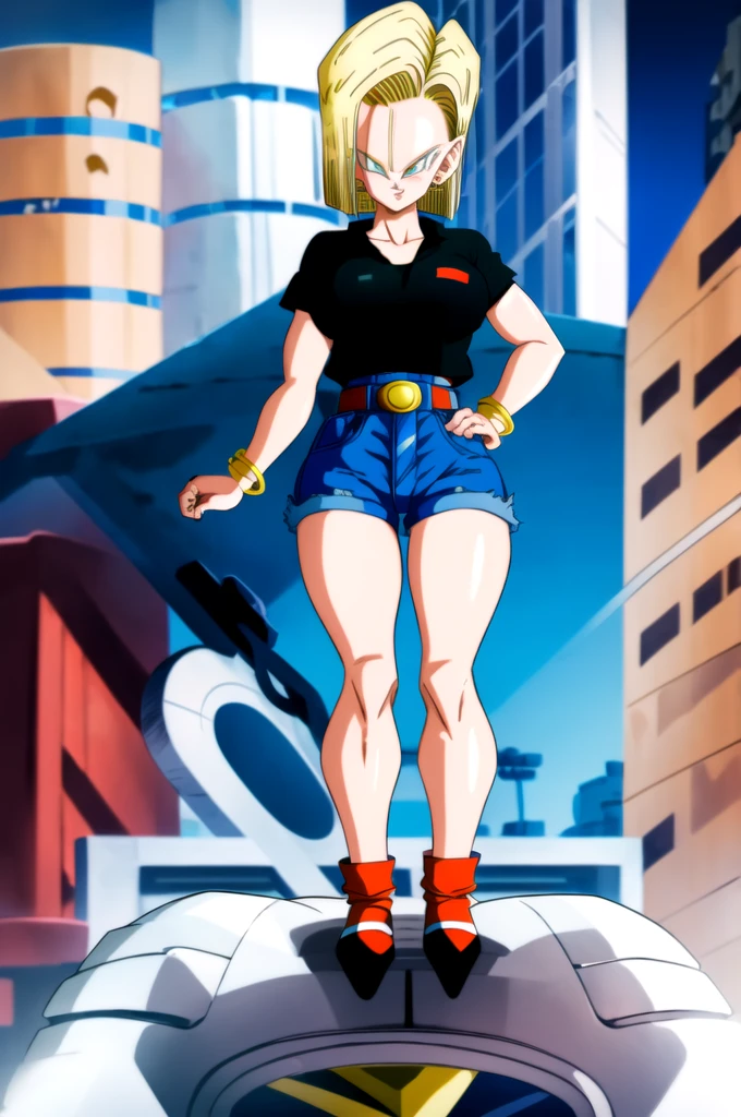 ultra detailed, masterpiece, bist quality, Alone, soft smile, light smile, Android 18, Dragon Ball,
1girl, blue eyis, blond hair, short hair, big breast, big ass, confused face exprision, sin imperfeccionis, perfect drawing,Best Quality, High Definition, Y18, 1 girl, Android 18, Alone, by rubio, blue eyis, belt, Cowboys, perla_collar, bracelet, guantis negros, iscote, White shirt, short hair, short sleeves, pendientis, pantalonis azulis, open vest, black vest, pechos grandis, Wide hips, is, legs apart, City, (ropa disgarrada: 1.5), erotica, standing, Inexprisivo,