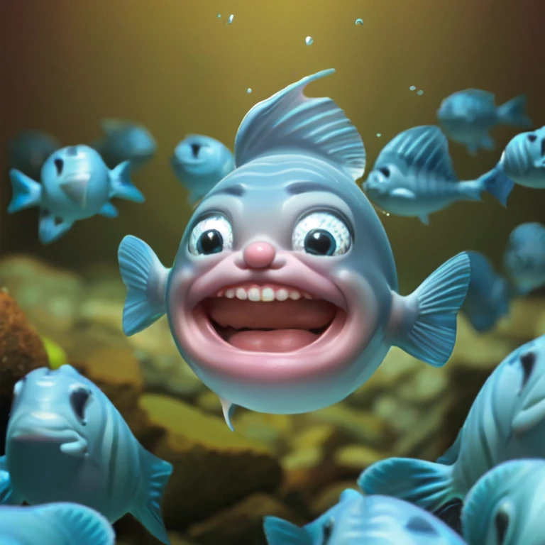 Faithfully reproduced from the original３D fish、Facial expression expresses laughter、Cute and plump